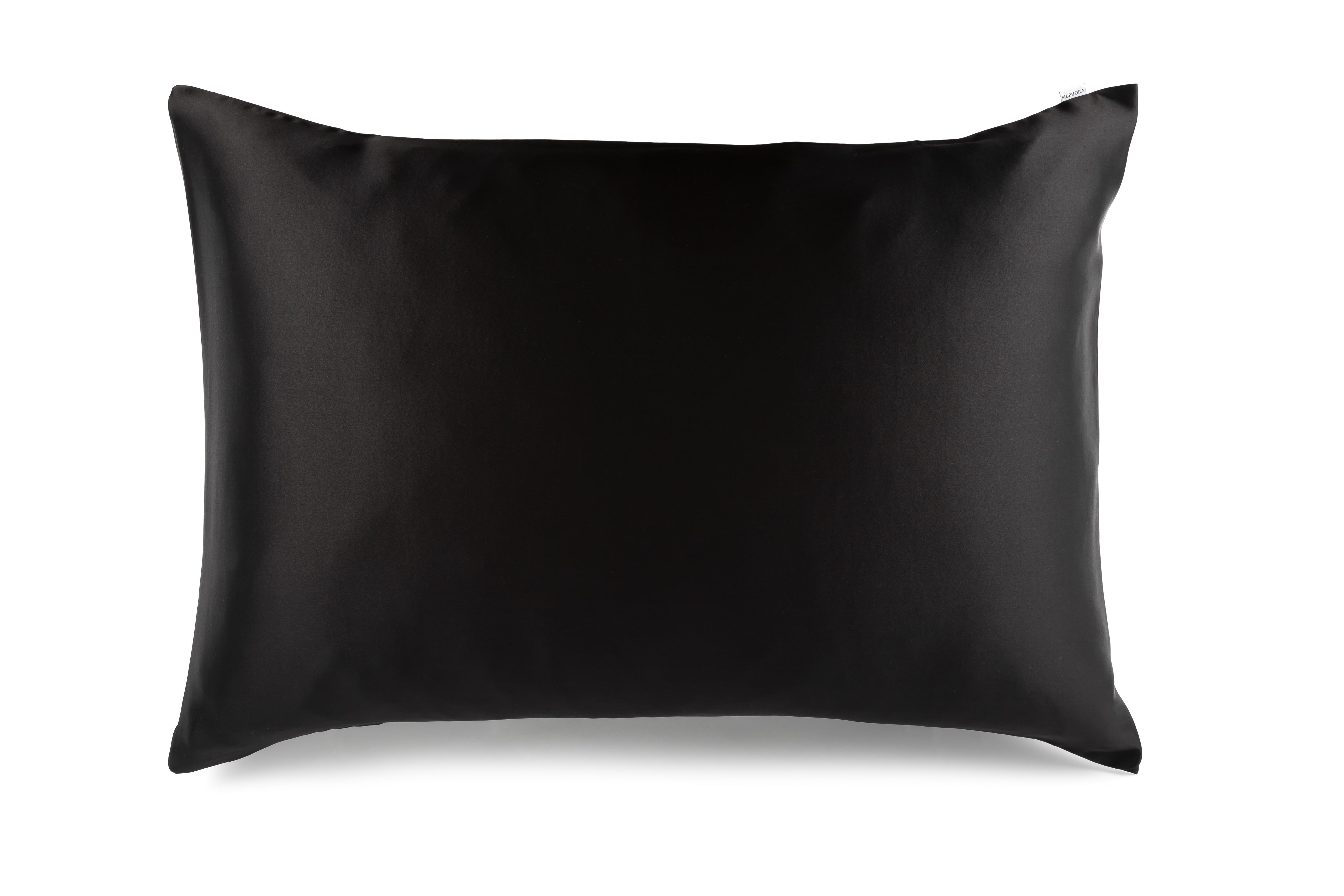 Midnight Black silk gift set including pillowcase, eye mask, and scrunchie, made from 100% mulberry silk for smooth hair and glowing skin, presented in an elegant gift box